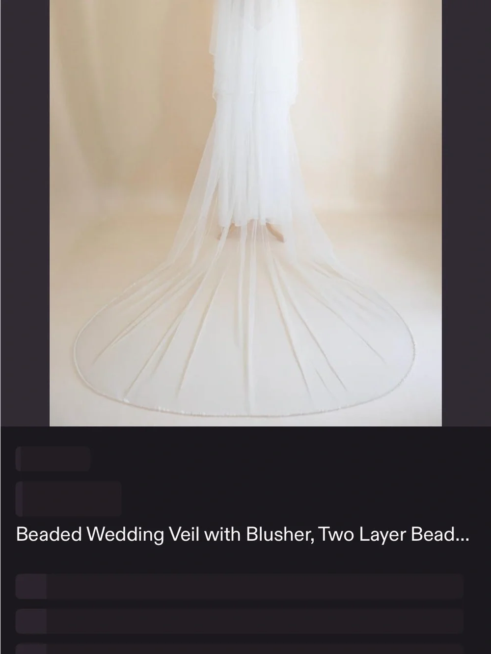 Pearl beaded wedding veil with blusher